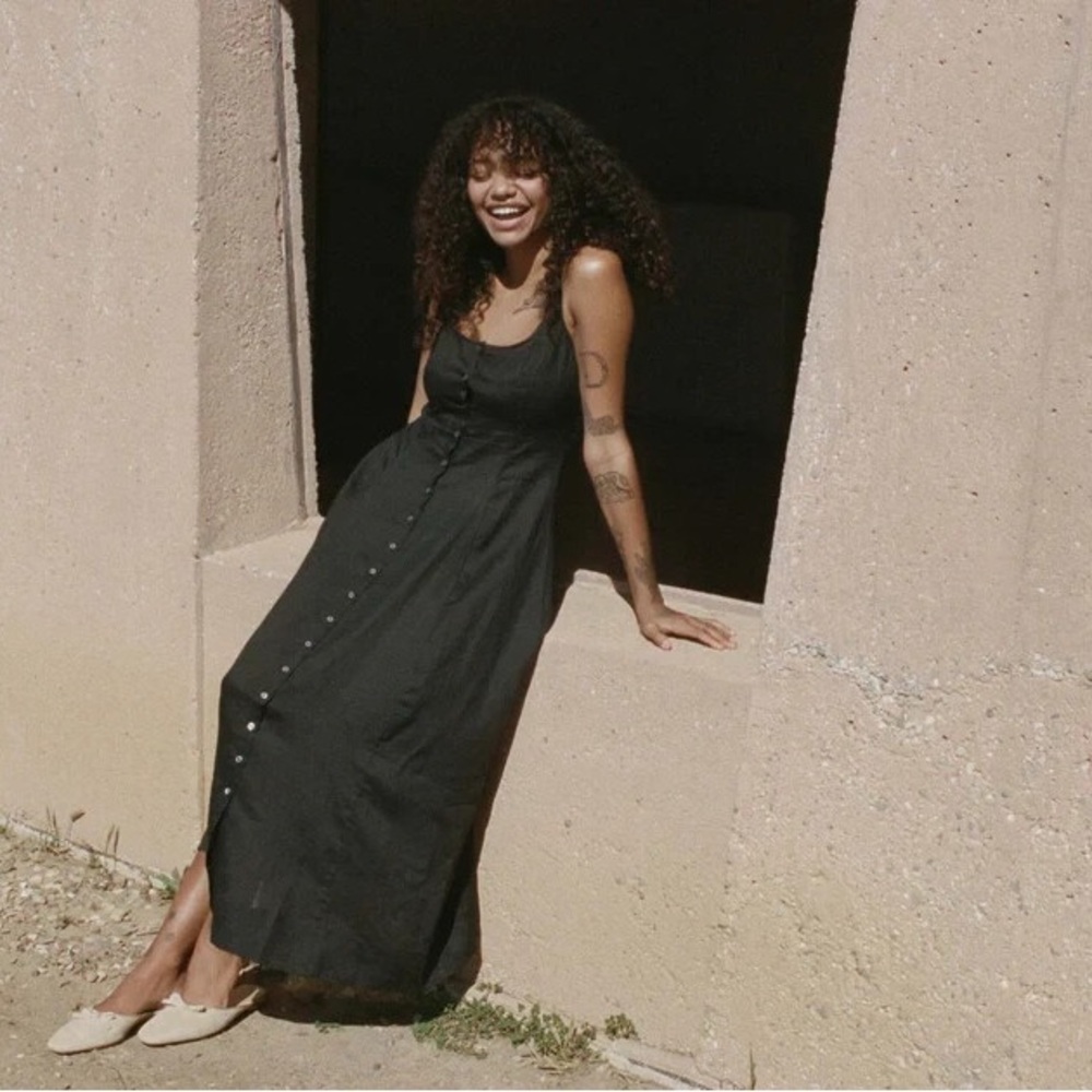 DOEN Lantana  Black button up Maxi Dress